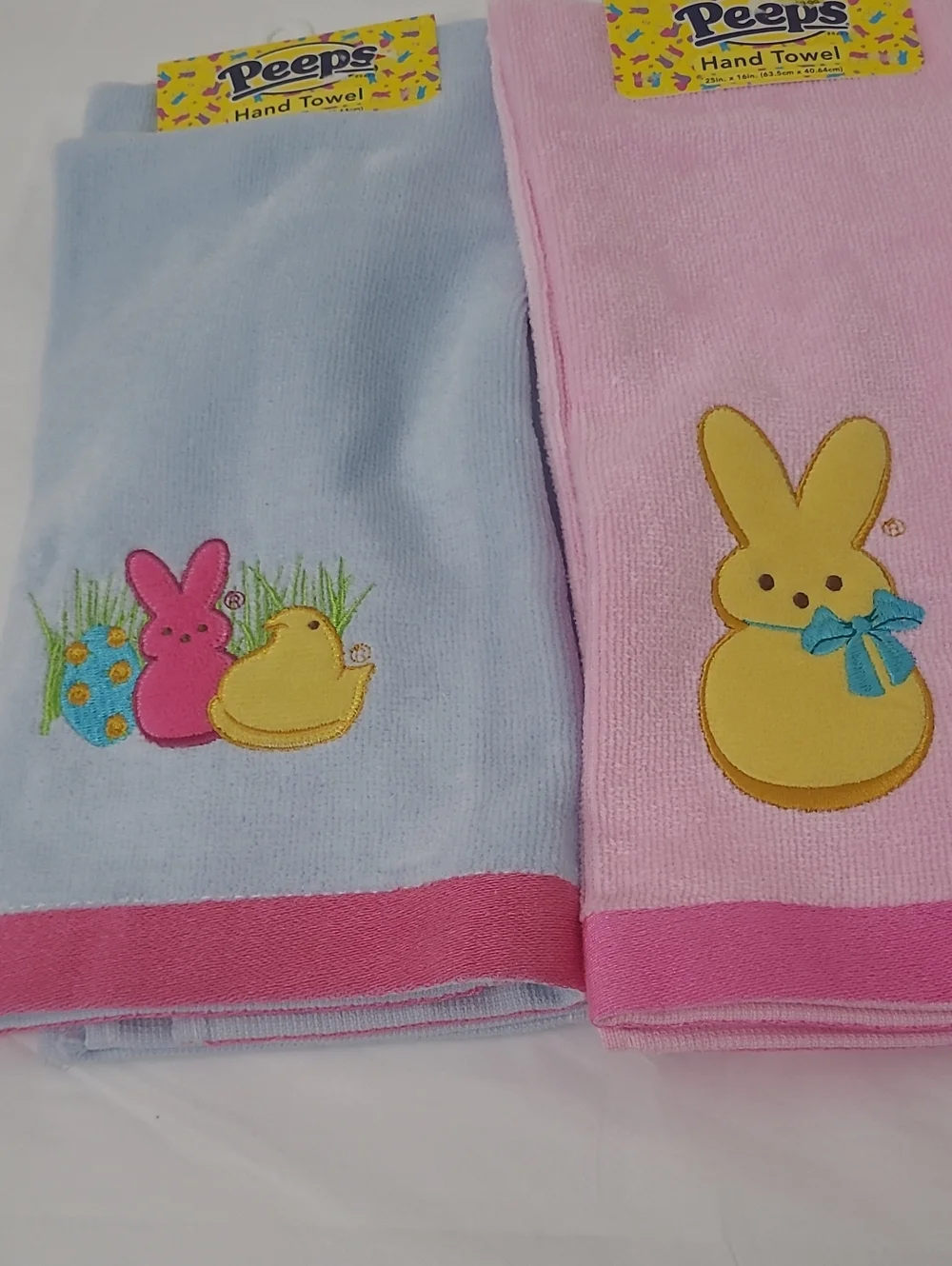 Peeps Bunny Hand Towels - Pink & Light Blue